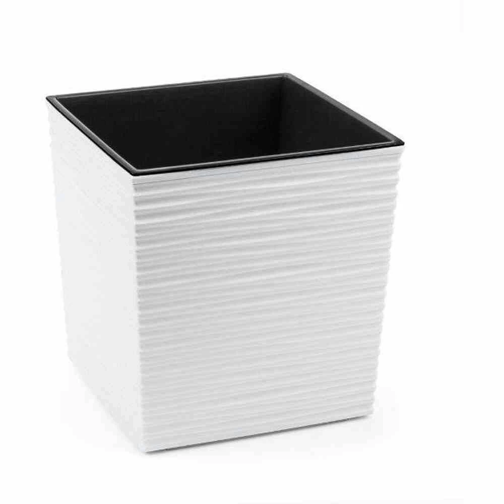 SIENA GARDEN Biron Pflanzgefäß Biron, Weiß Rillenoptik, 25x25x26 Cm 1 SIENA GARDEN Biron Pflanzgefäß Biron, Weiß Rillenoptik, 25x25x26 Cm
