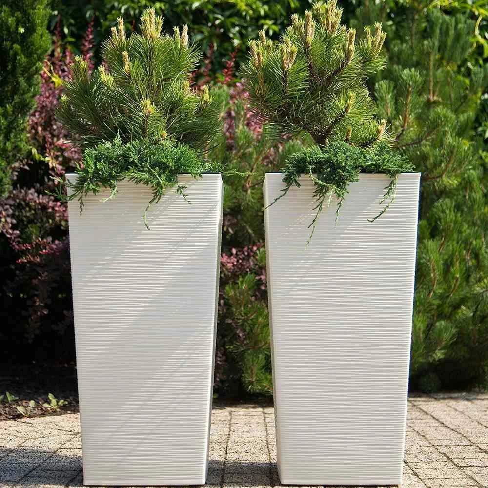 SIENA GARDEN Nizza Pflanzgefäß Nizza, Weiß Rillenoptik, 30x30x57 Cm 6 SIENA GARDEN Nizza Pflanzgefäß Nizza, Weiß Rillenoptik, 30x30x57 Cm – Bild 6