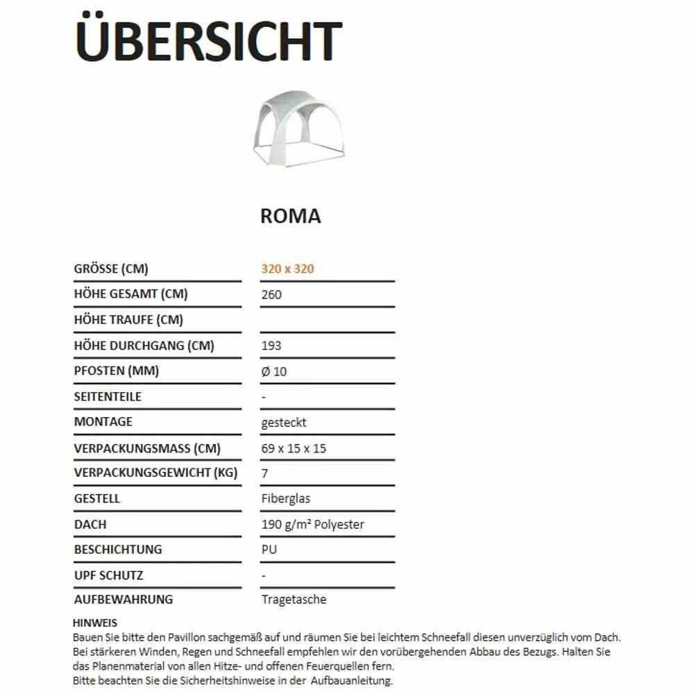 SIENA GARDEN Roma Roma Eventzelt 320x320 Cm, Weiß 6 SIENA GARDEN Roma Roma Eventzelt 320x320 Cm, Weiß – Bild 6